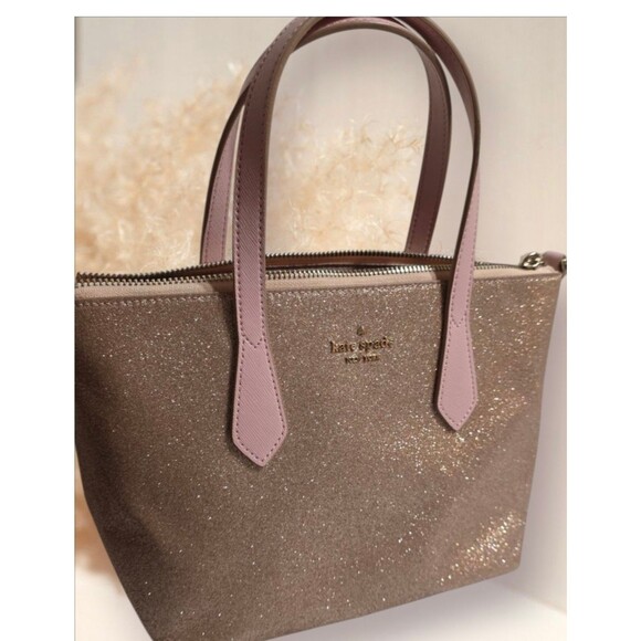 Kate Spade New York Joeley Small Rose Gold Glitter Satchel Bag - Picture 1 of 8
